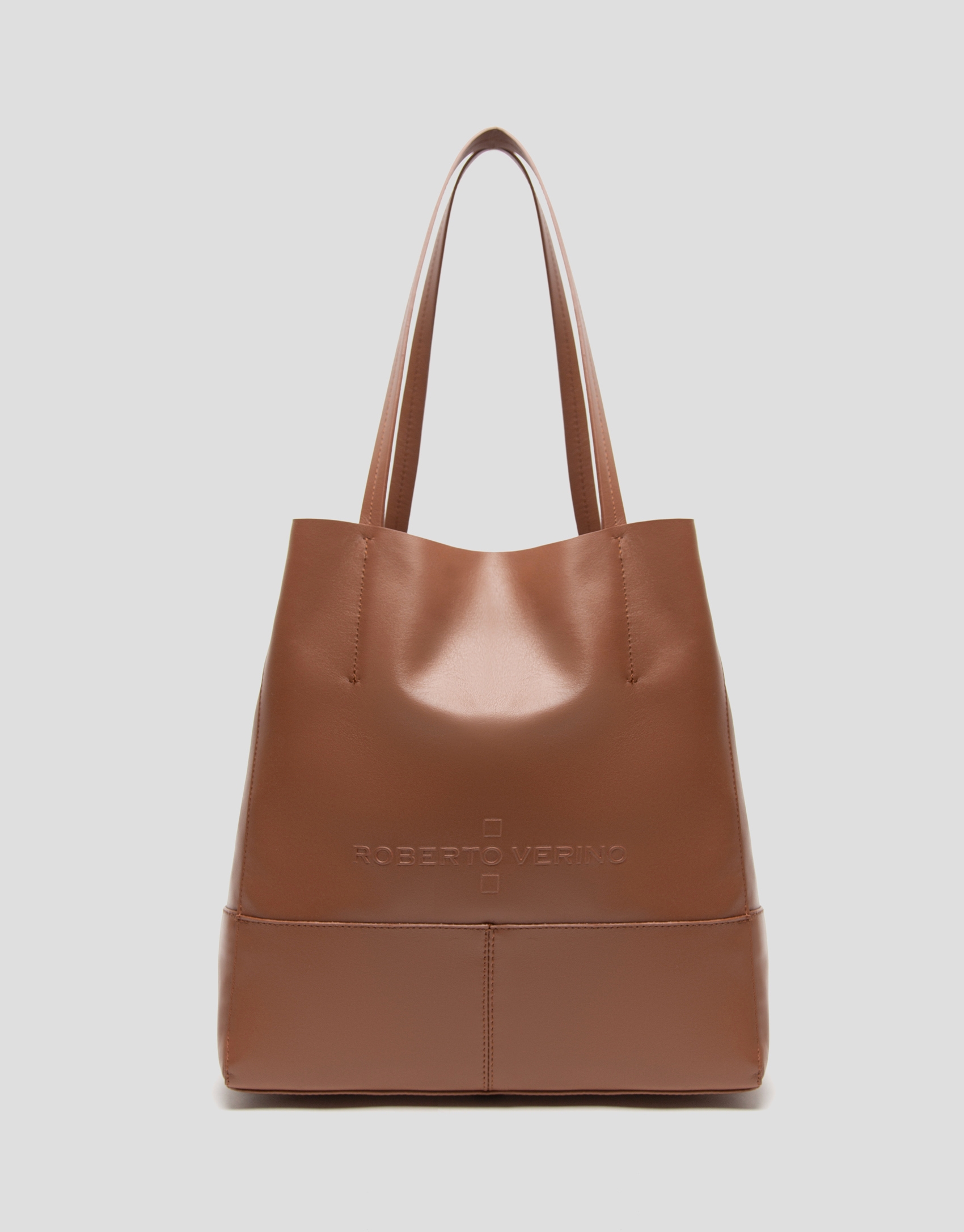 Tan leather Megan Midi shopping bag