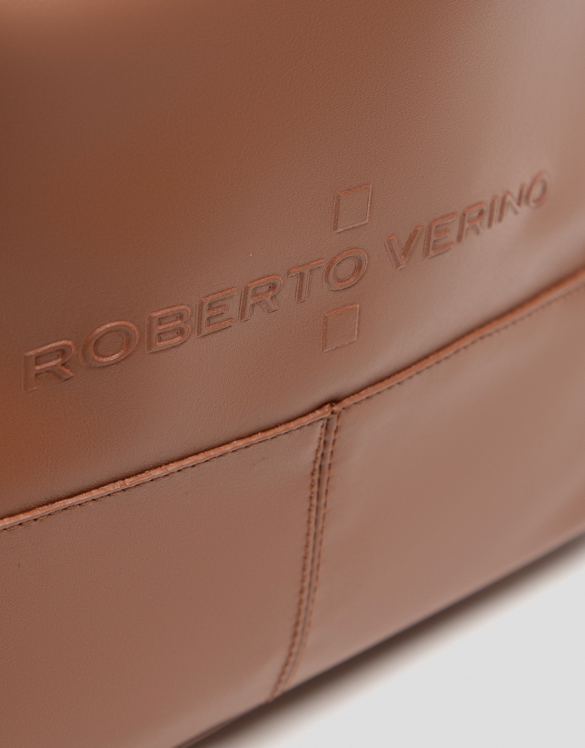 Tan leather Megan Midi shopping bag