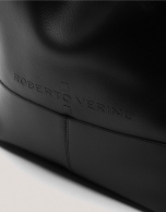 Megan Midi black leather shopper bag