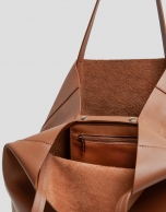 Tan leather Megan shopping bag