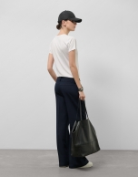 Black leather Megan shopping bag