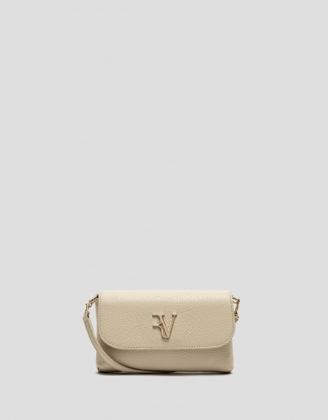 Rita beige leather clutch bag