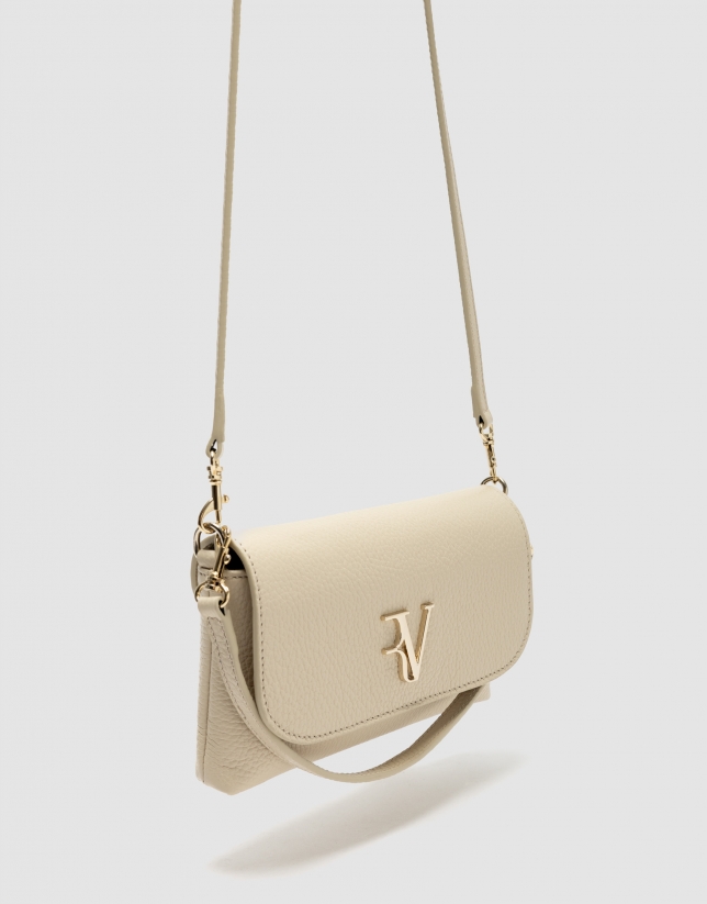 Rita beige leather clutch bag