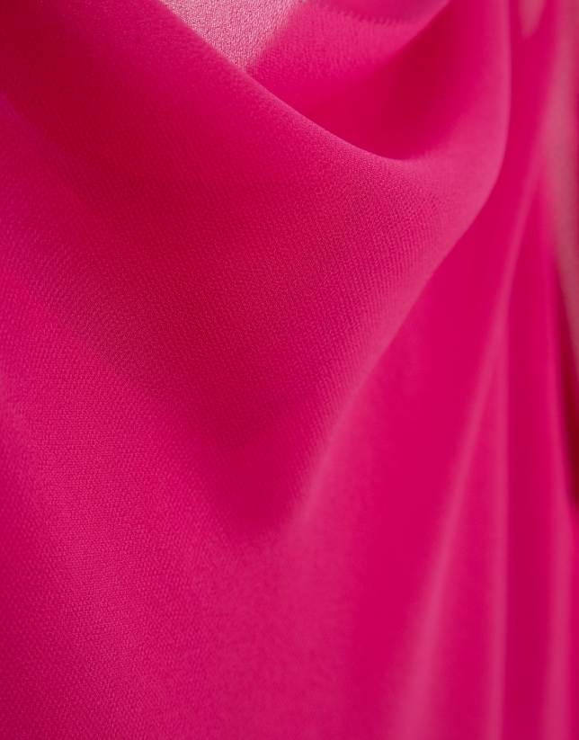 Raspberry crepe long halter dress