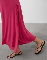 Raspberry crepe long halter dress