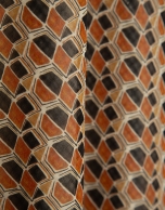 Brown geometric print crepe georgette midi skirt