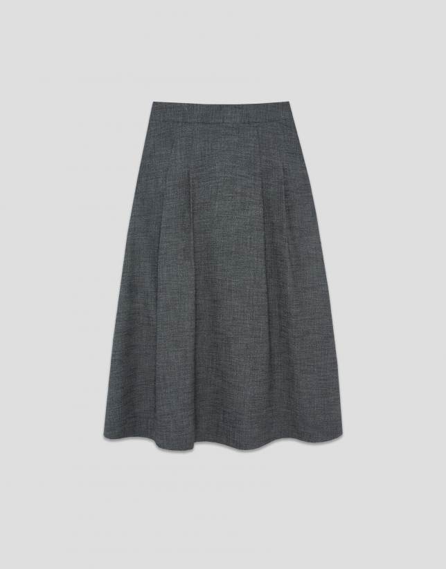 Falda midi pliegues punté gris