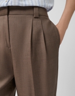 Cool wool tailored trousers in toasted brown