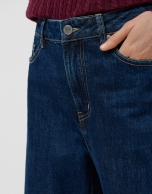 Wide-legged blue jeans