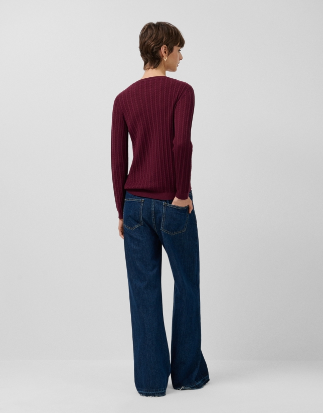 Wide-legged blue jeans