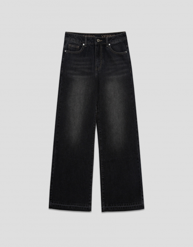Pantalón ancho vaquero negro