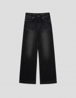 Wide-leg black jeans