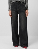 Wide-leg black jeans