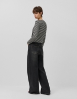 Wide-leg black jeans