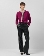 Pantalón recto napa negro con cinturón