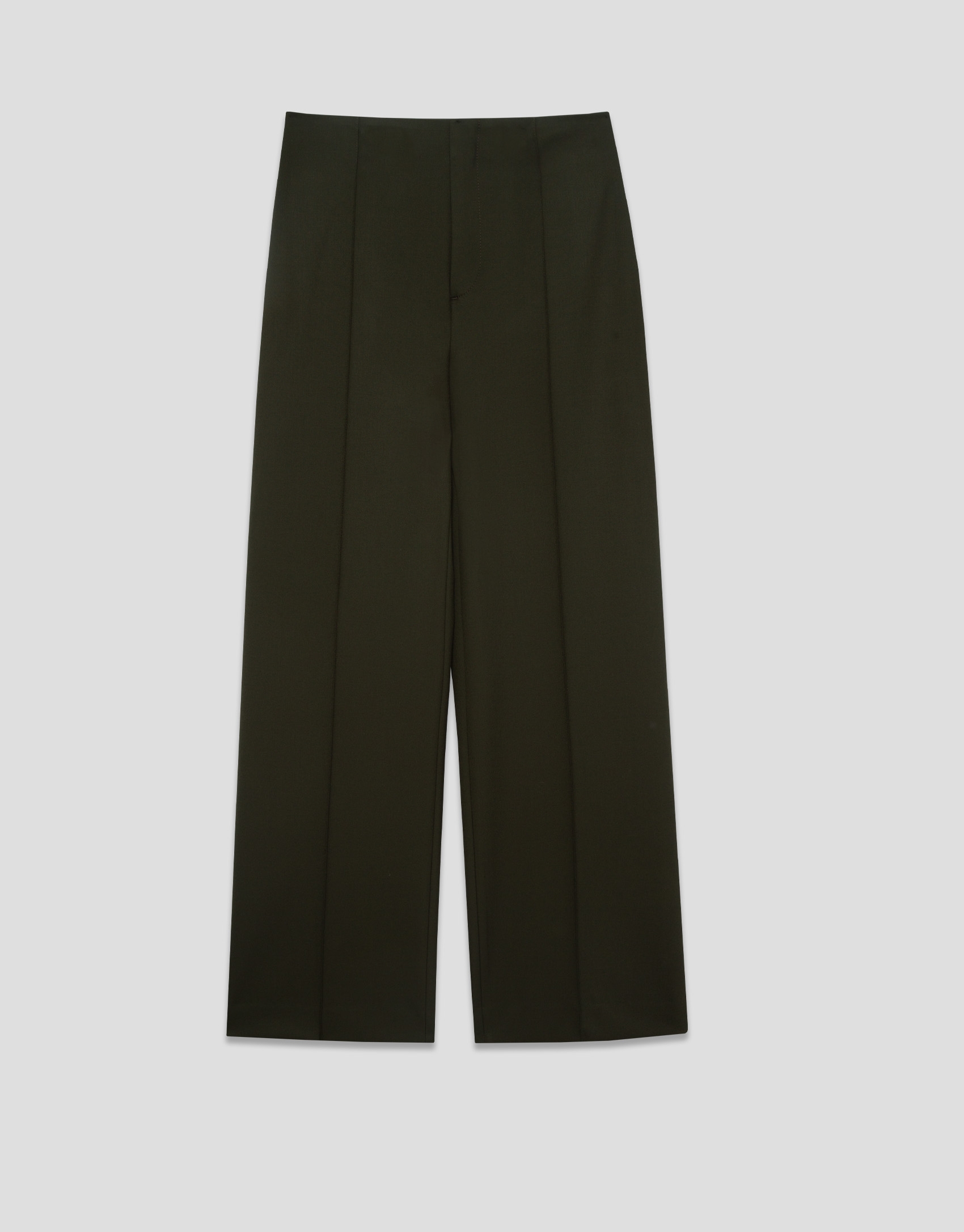 High-waisted straight-leg pants in hunting green