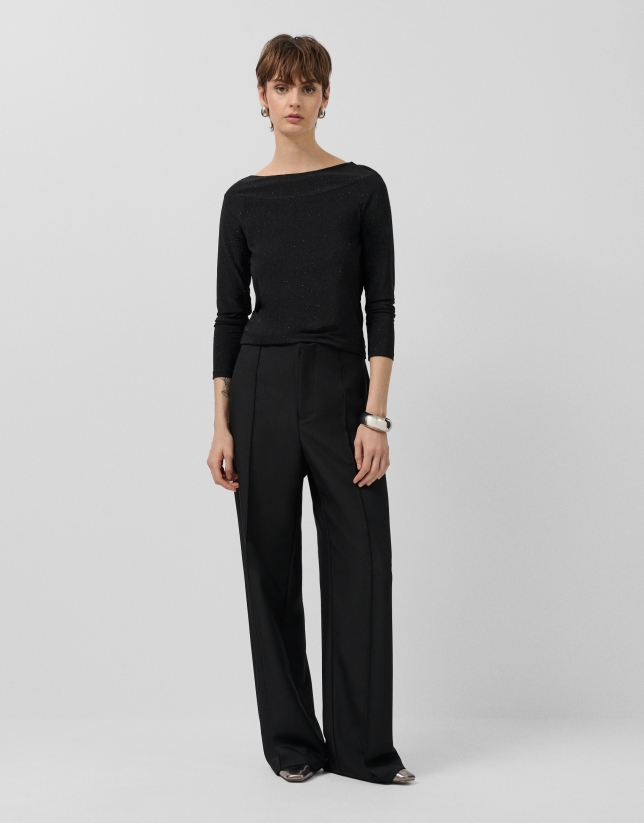 Pantalón recto talle alto negro