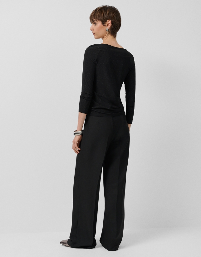 Pantalón recto talle alto negro