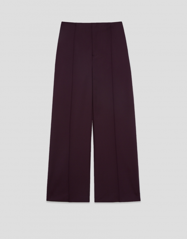 Pantal&oacute;n recto talle alto burdeos