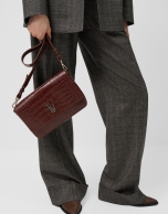 Pantalón pinzas corte masculino cuadro gales marrón