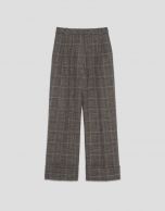 Pantalón pinzas corte masculino cuadro gales marrón
