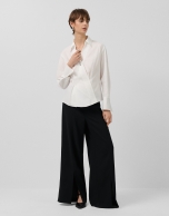 Cross-over shirt with white cotton stitched views