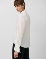 Cross-over shirt with white cotton stitched views