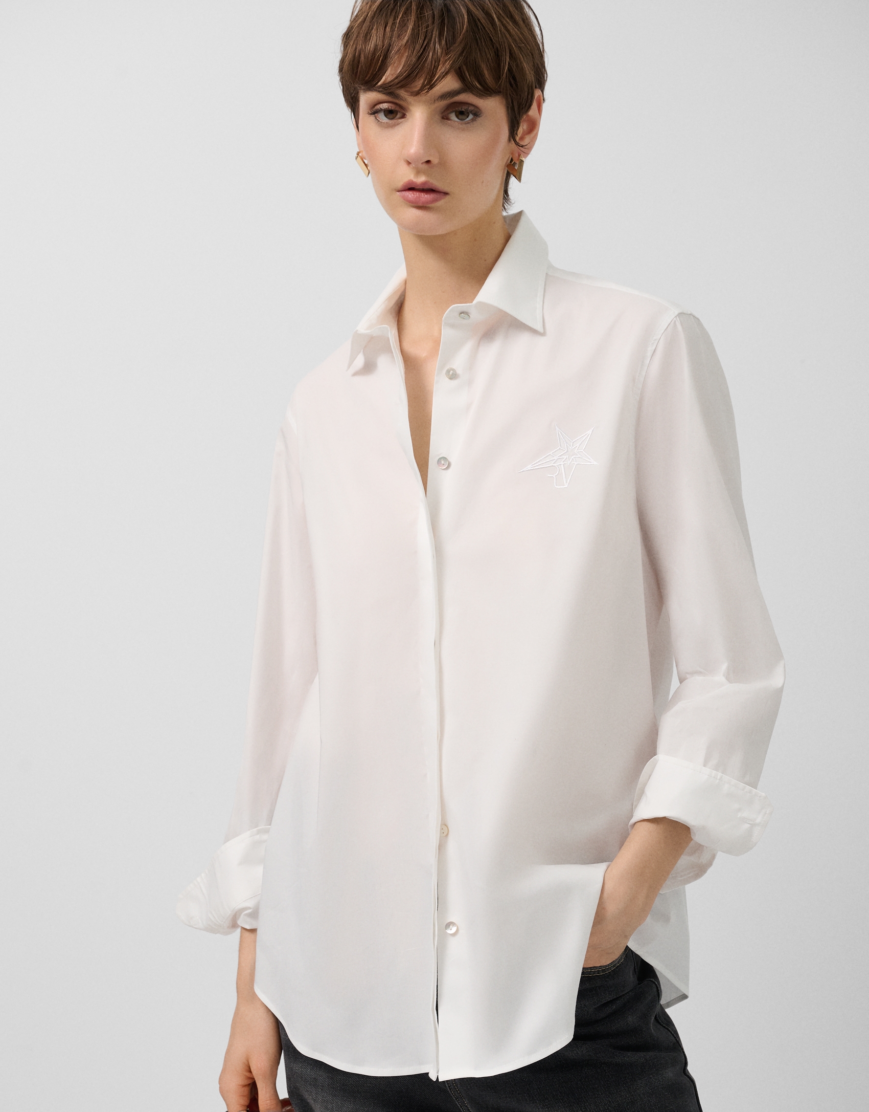 Men's cut white cotton shirt