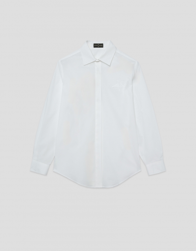 Camisa corte masculino algodón blanco