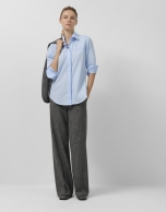 Camisa corte masculino algodón azul