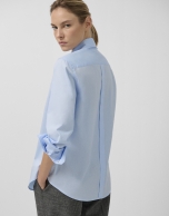 Camisa corte masculino algodón azul