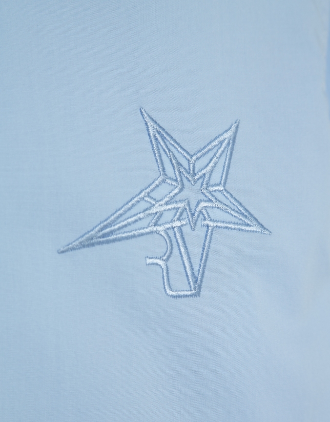 Camisa corte masculino algodón azul