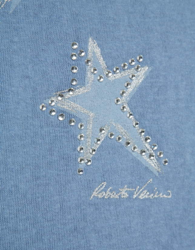 Camiseta punto ligero azul con estrellas