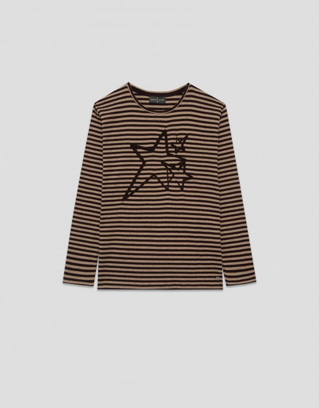Camiseta manga larga listas tostadas con estrellas