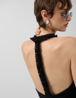 Vestido escote halter crepé negro