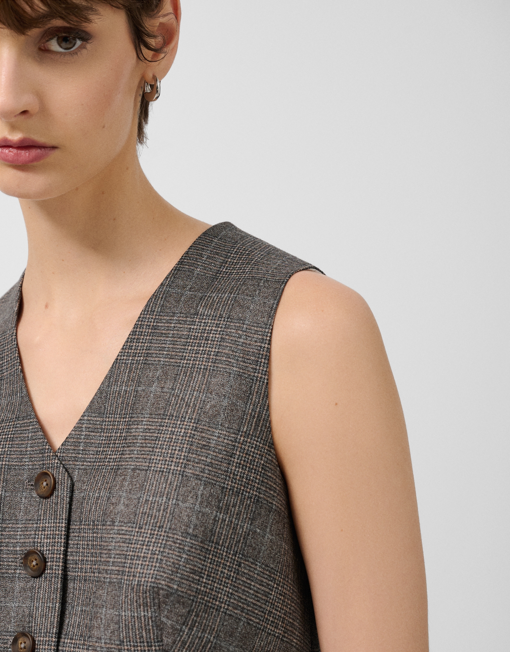 Chaleco sastre masculino cuadro gales marrón