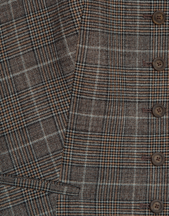 Men's brown Welsh plaid tailored waistcoat