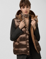 Brown padded vest with hood