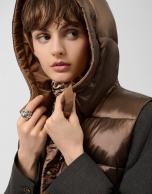 Brown padded vest with hood