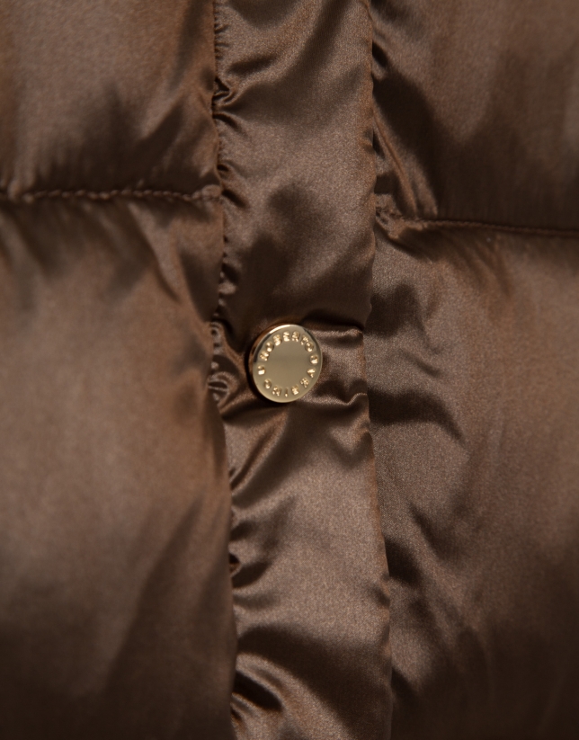 Brown padded vest with hood