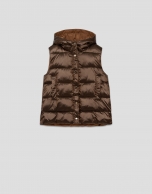Brown padded vest with hood