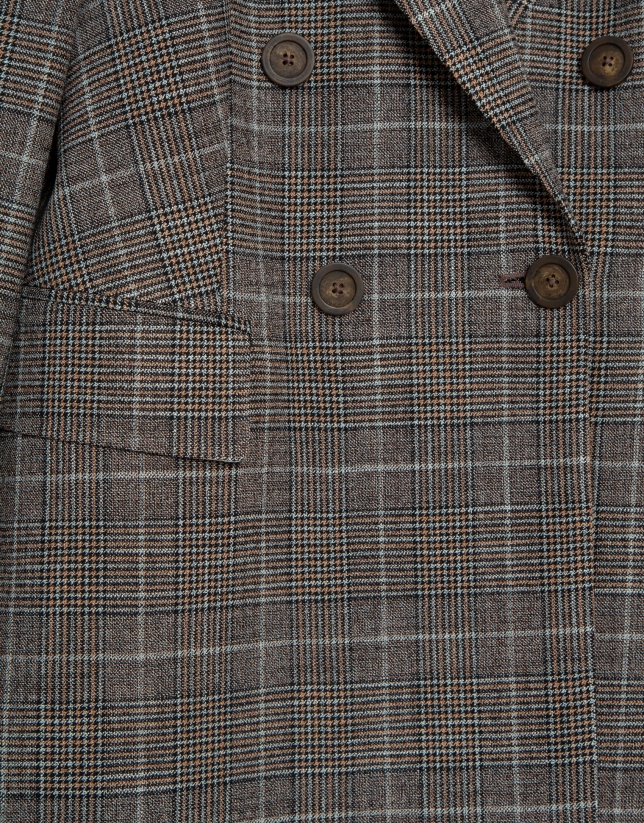 Blazer cruzada cuadro gales marrón