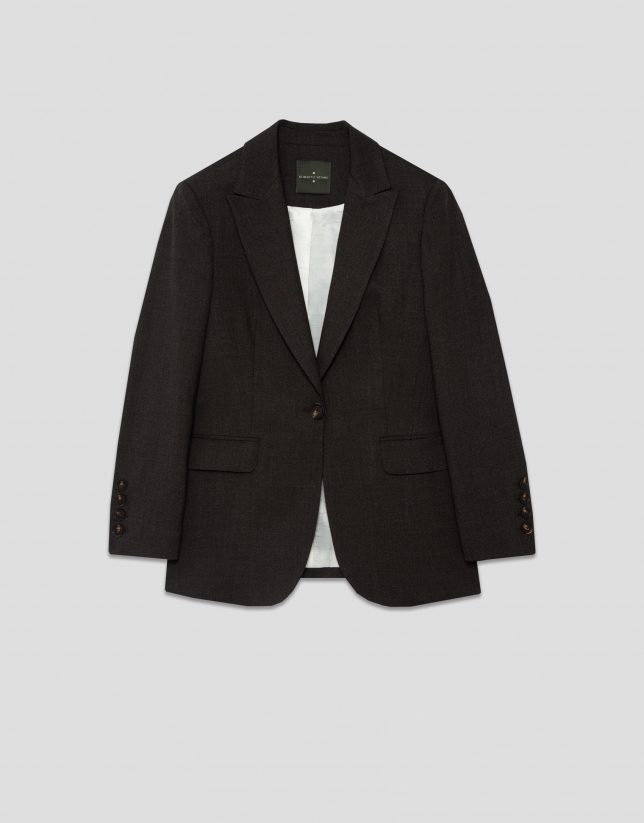 Blazer un botón mezcla lana marrón