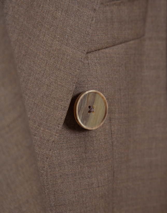 Double-breasted blazer in cool, toasted-brown wool