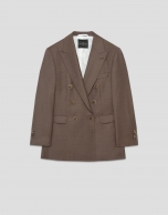 Double-breasted blazer in cool, toasted-brown wool