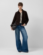 Brown suede jacket with stitching