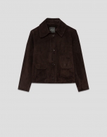 Chaqueta ante marrón con pespuntes