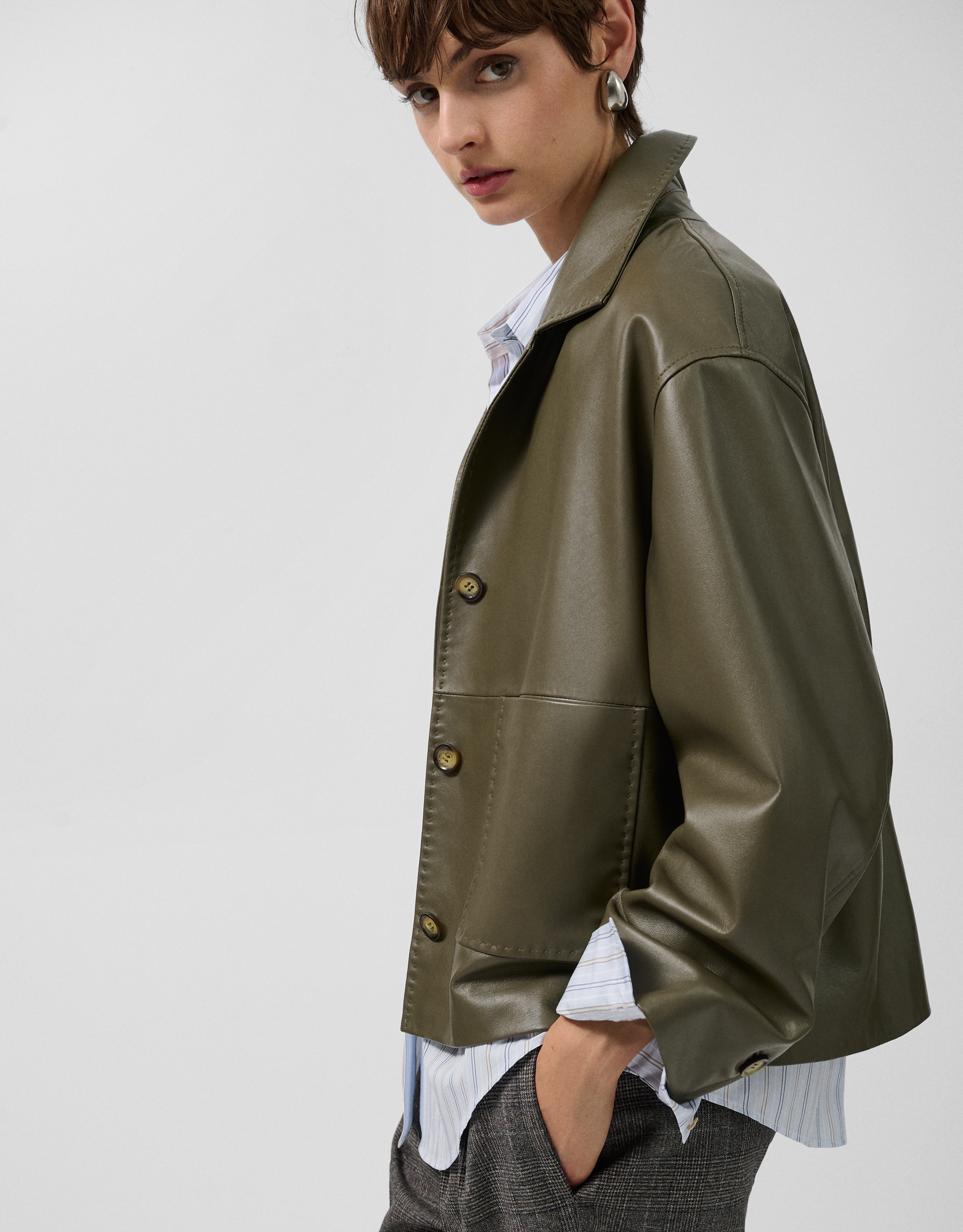 Chaqueta con bolsillos napa verde