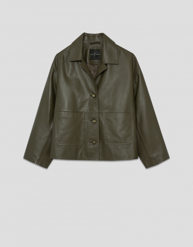 Chaqueta con bolsillos napa verde