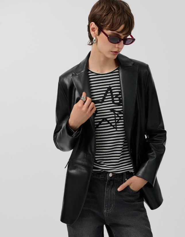 Blazer un botón napa negra